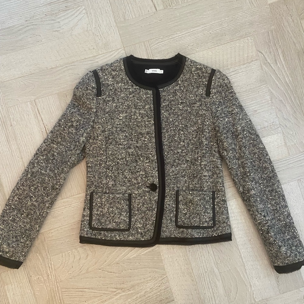 VINCE WOOL BLEND SHORT GREY JACKET SIZE 6